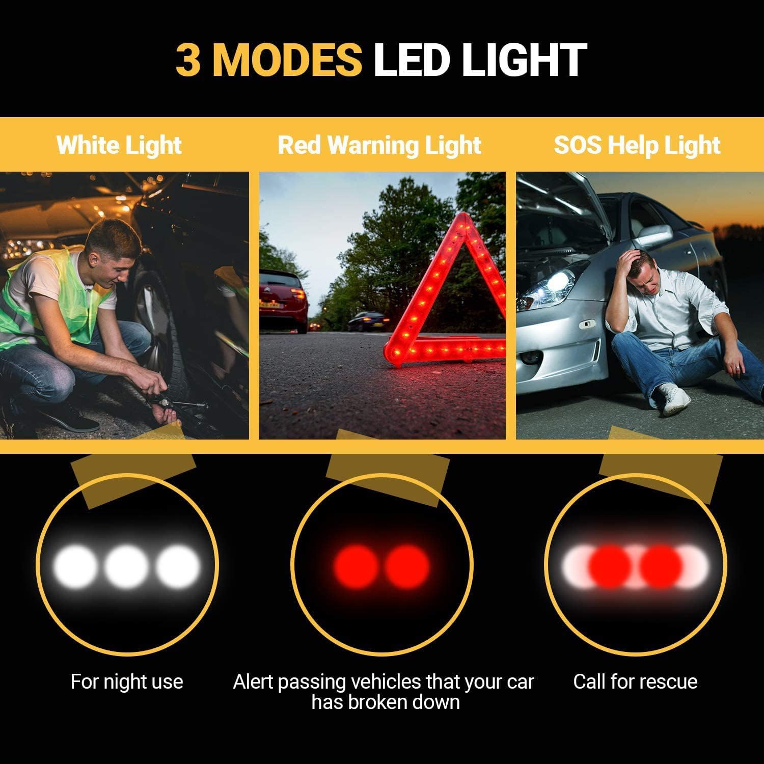 Car Tire Inflator 12V DC Portable Air Compressor with 3 LED Lights | Yellow 2Pcs