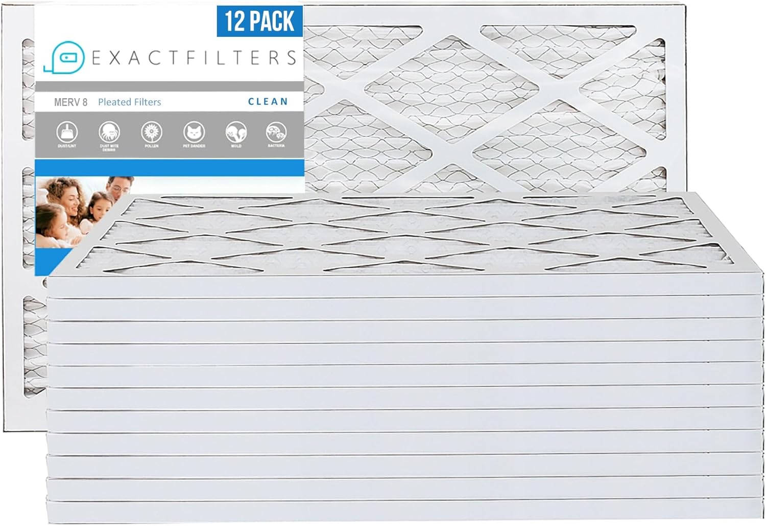 23-1/8x19-3/8x1 Air Filter MERV 8 (12-Pack), Pleated HVAC AC Furnace Air Filters Replacement