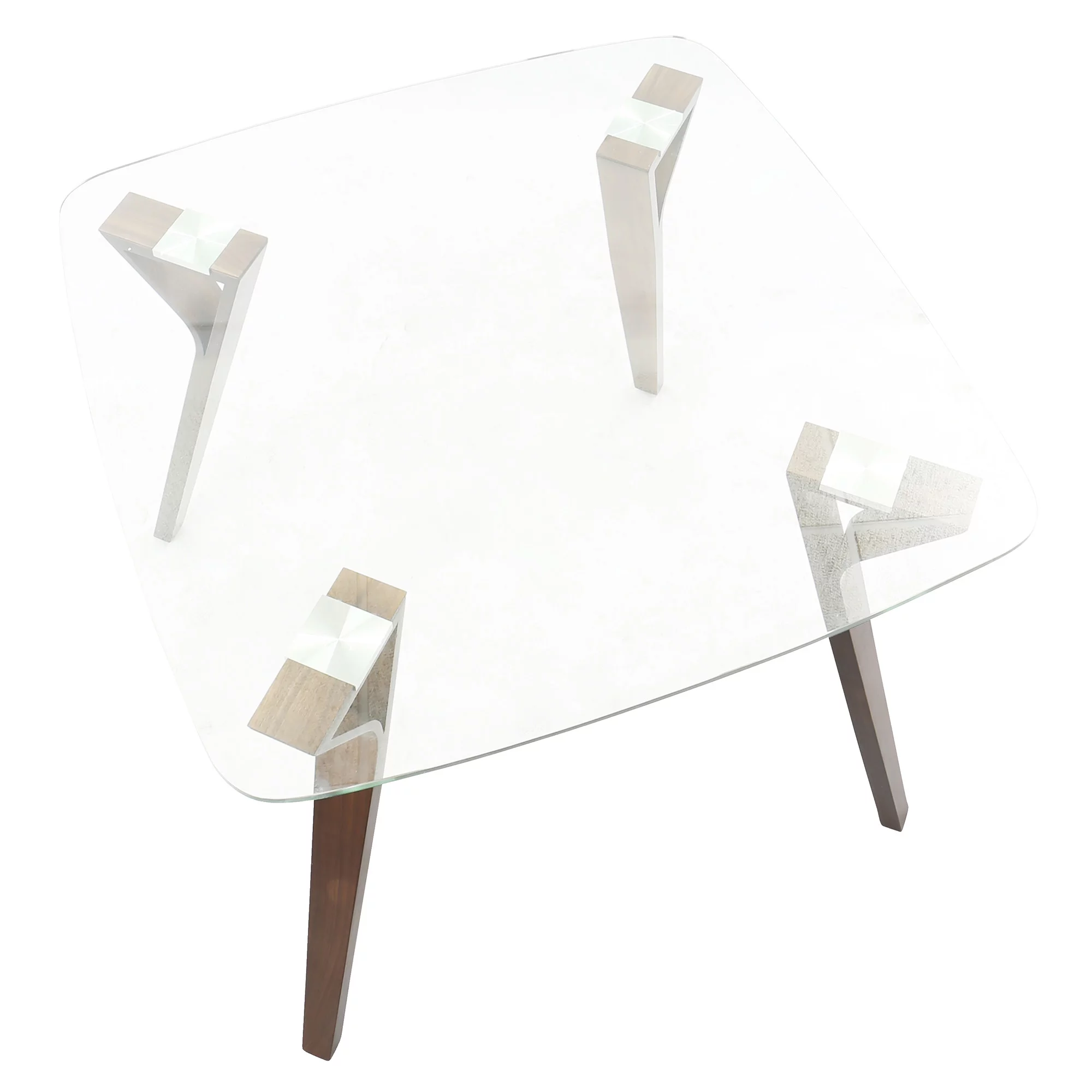 Folia Mid-Century Modern Dining Table in Walnut and Glass by LumiSource