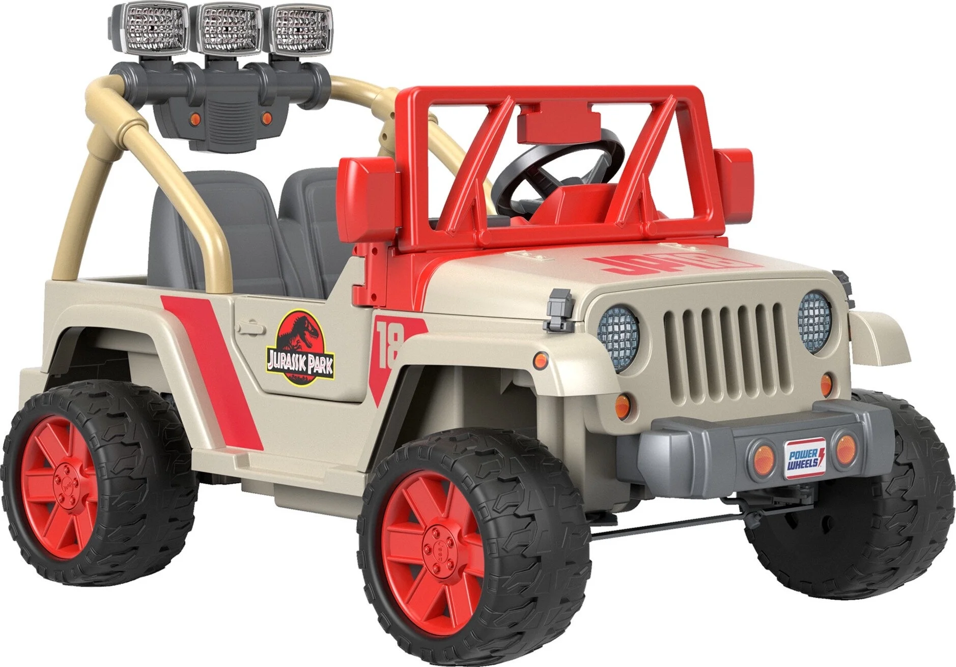 Power Wheels Jurassic Park Jeep Wrangler Battery Powered Ride-on Toy, 12 V, Max Speed: 5 mph - Curated Treasures Market