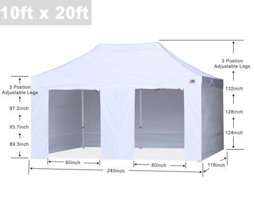 ABCCANOPY Easy Pop Up Canopy Tent with Sidewalls 10x10 Commercial -Series, White