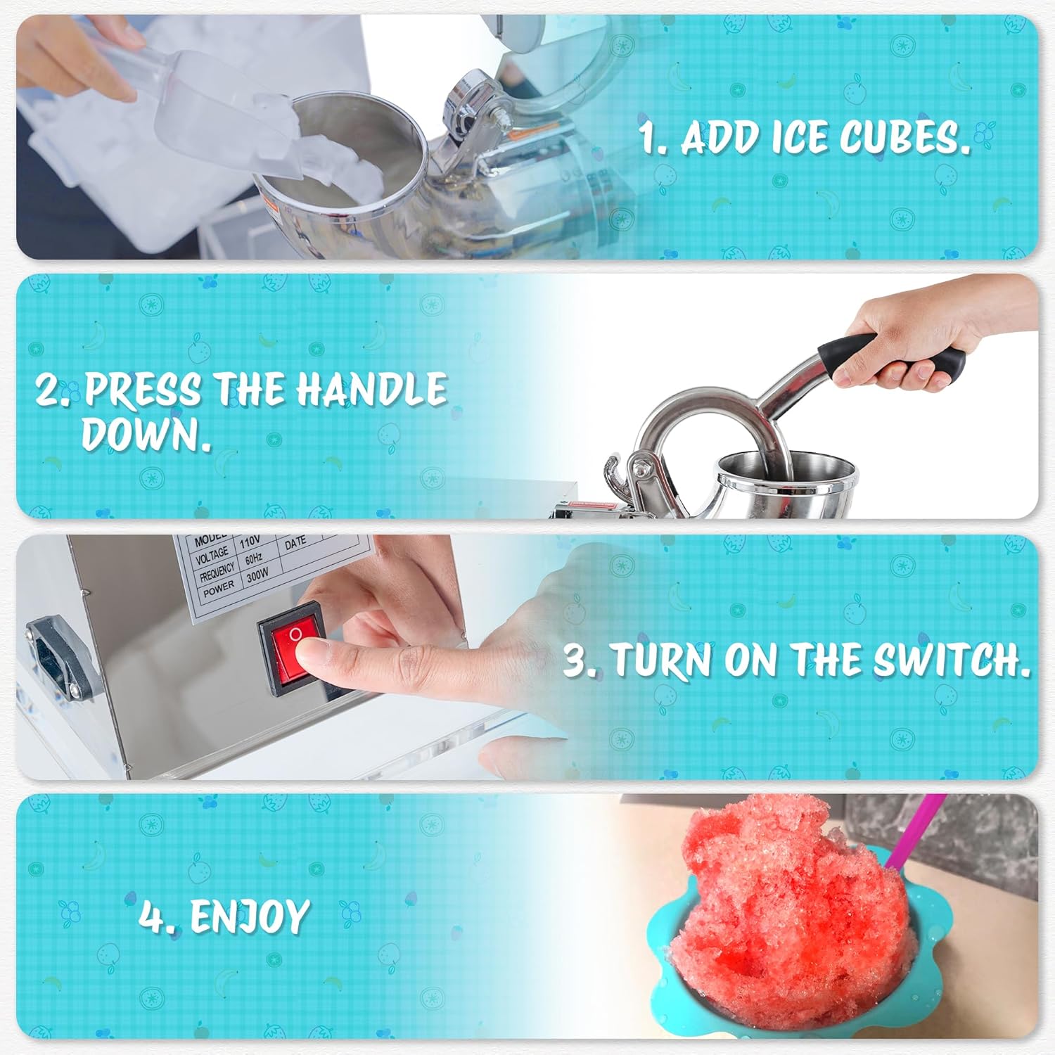 48L Snow Cone Machine, 500LB/H Commercial Shaved Ice Machine for Snow Cones, 300W Electric Fluffy Snow Cone Maker for Party, Suitable for Party Activities, Family Gatherings, Sale