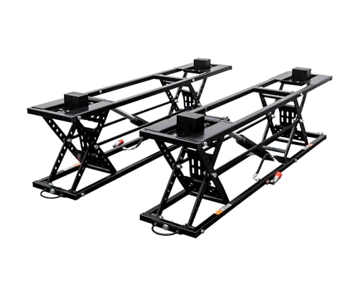 Albott 7000 LBS Portable Car Lift, Heavy Duty Quick Jack with 28" Max Height, Locking Levers & Wheels, Adjustable Scissor Lift for Cars, SUVs, Light Trucks, Garage or Shop Use, Black