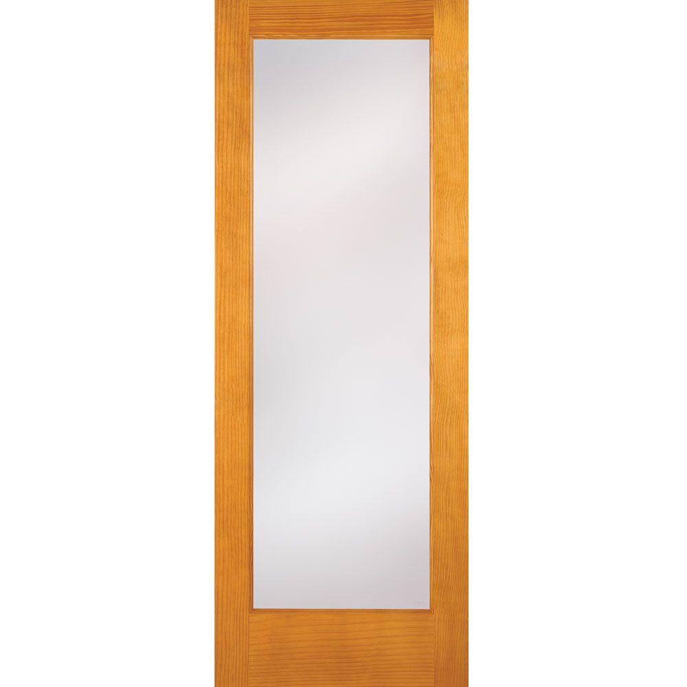 Feather River Doors 36 in. x 80 in. 1 Lite Unfinished Pine Privacy Woodgrain Interior Door Slab, Pine- Ready to Stain or Paint