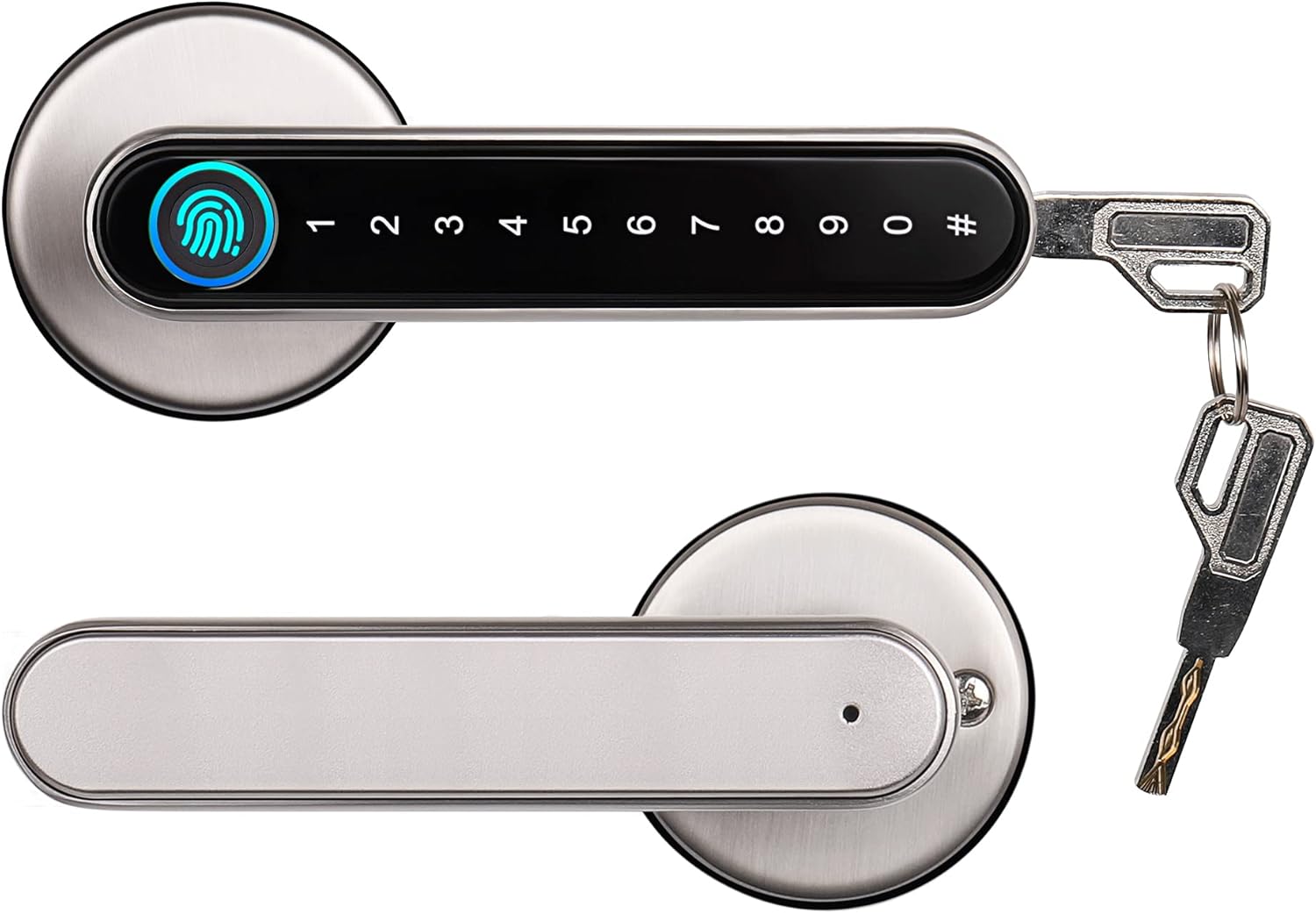Smart Lock,CATCHFACE Fingerprint Door Lock Keyless Entry Door Lock Fingerprint Door Handle Biometric Door Lock with Fingerprint/TTlock App/Code/Key WiFi Door Lock for Front Door Home Airbnb(Black)