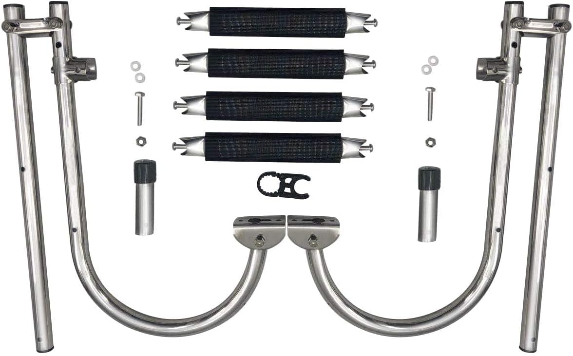 Removable 4-Step Folding Boat Ladder Stainless Steel Marine Pontoon for Marine Boat Yacht (4-Step) Pack of 2