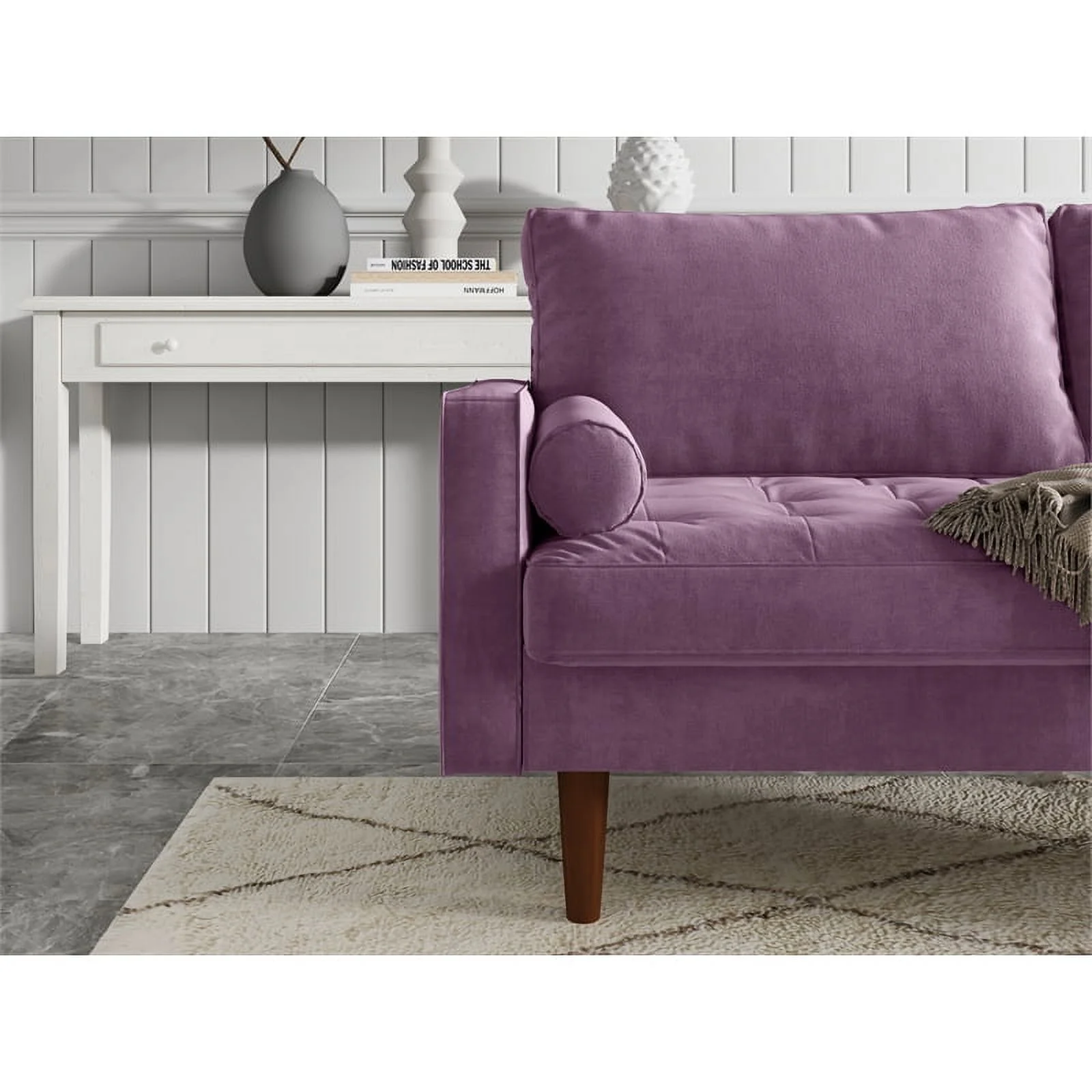 Pemberly Row Contemporary 70" Upholstered Velvet Sofa in Purple