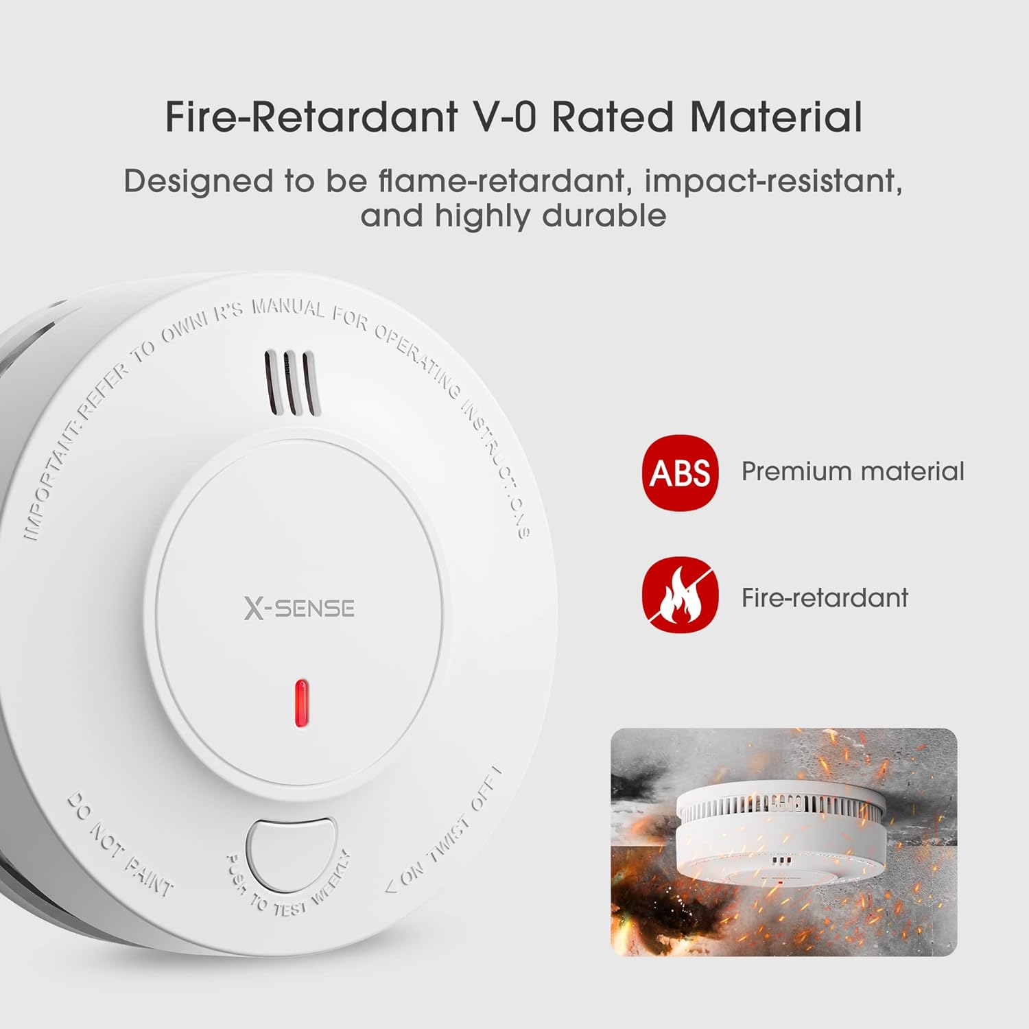 X-Sense Wireless Interconnected Smoke Detector Fire Alarm with Over 820 ft Transmission Range, SD19-W, Pack of 6