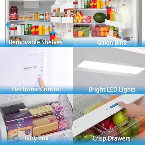 Midea Full Size Refrigerator Freezer,Adjustable Electrical Thermostat Control Refrigerator