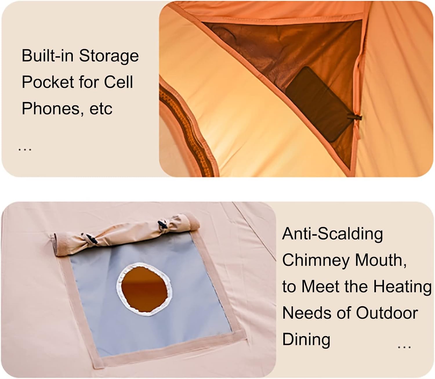 Outdoor Waterproof Cotton Canvas Tent, 4 Season Family Camping Bell Tent 8-10 Person with Stove Jacks for Glamping and Festivals and Human Shelter for Inhabiting or Leisure (Beige)