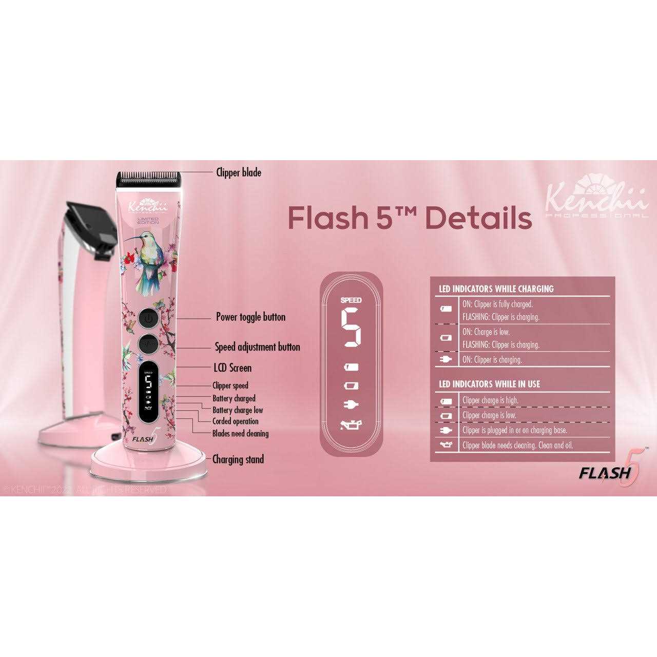 Kenchii Flash5 5-in-1 Digital Cordless Clipper