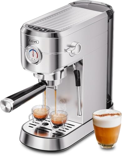 Gevi Espresso Expresso Machine 20 Bar with Auto Milk Frother, Professional Espresso Maker with Steam Wand, Compact Stainless Steel Cappuccino & Latte Machine, Gift for Coffee Lover, Home Baristas