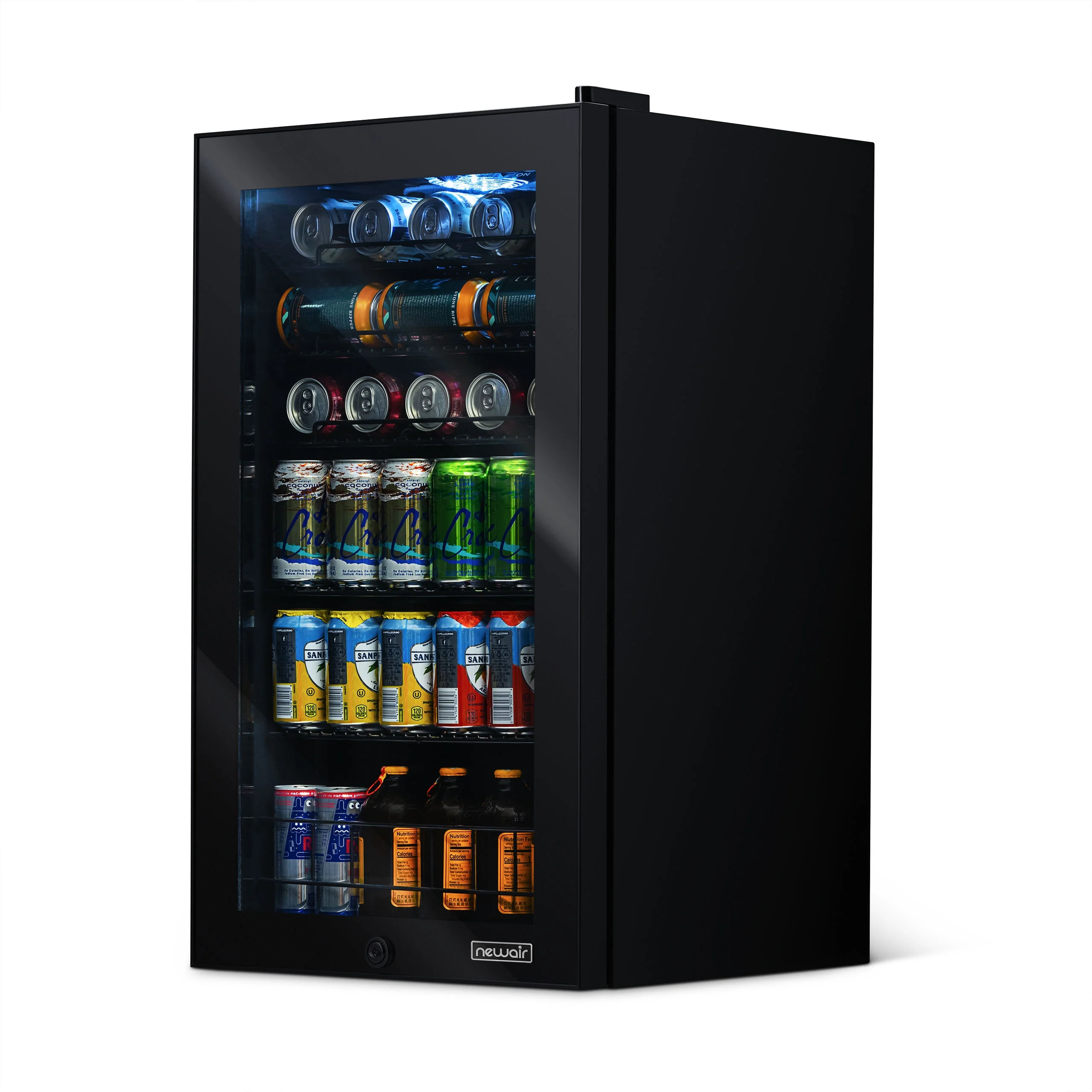 Newair 126 Can Beverage Refrigerator Cooler, Freestanding Mini Fridge in Black for Home, Office or Bar