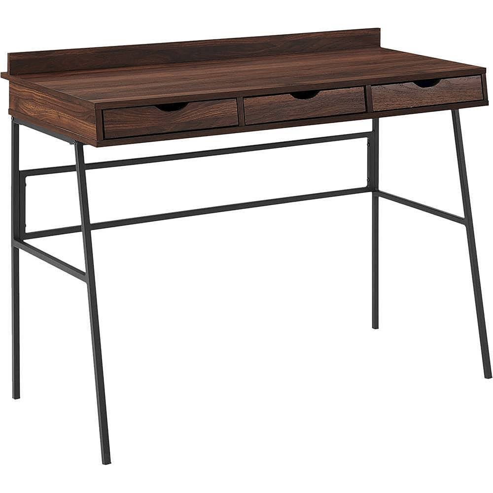 Walker Edison - Industrial Wood 3-Drawer Computer Desk - Dark Walnut
