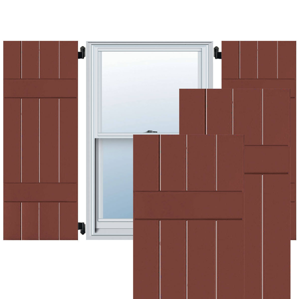 Ekena Millwork RWB15X060RWW Exterior Four Board Real Wood Western Red Cedar Board-n-Batten Shutters (Per Pair), 15x22 x 60