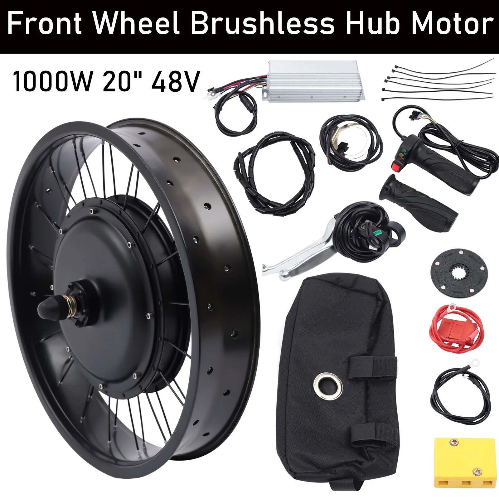 20" 48V 1000W E-Bike Electric Bicycle Motor Conversion Kit Fat Tire Front Wheel