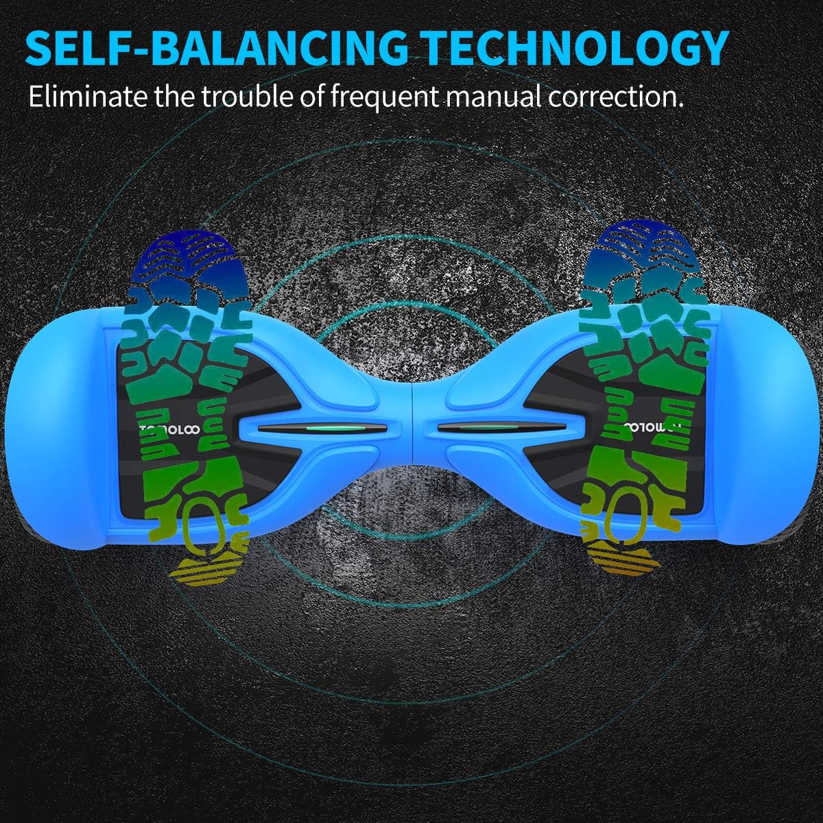TOMOLOO Hoverboard with Bluetooth and Lights of Music Rhythmed, Solid Rubber Tires Hover Board with UL2272 Certified, 6.5 Inch Two-Wheel Hoverboard for Adults and Kids
