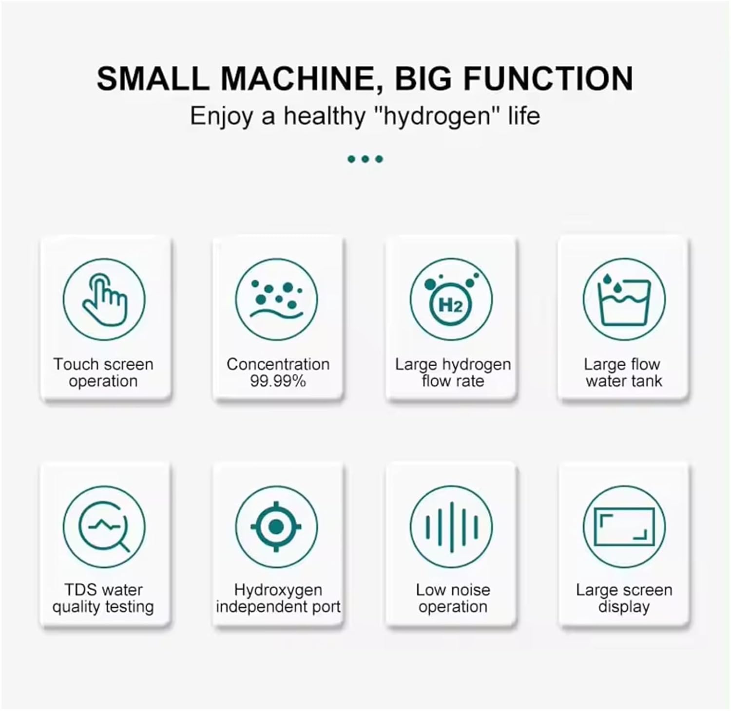 Hydrogen Inhalation Machine with SPE/PEM Tech, 3000 (1000H+1000O+1000H) ml/min 3 Outlet Hydrogen Generator, 99.99% High Purity, for Home