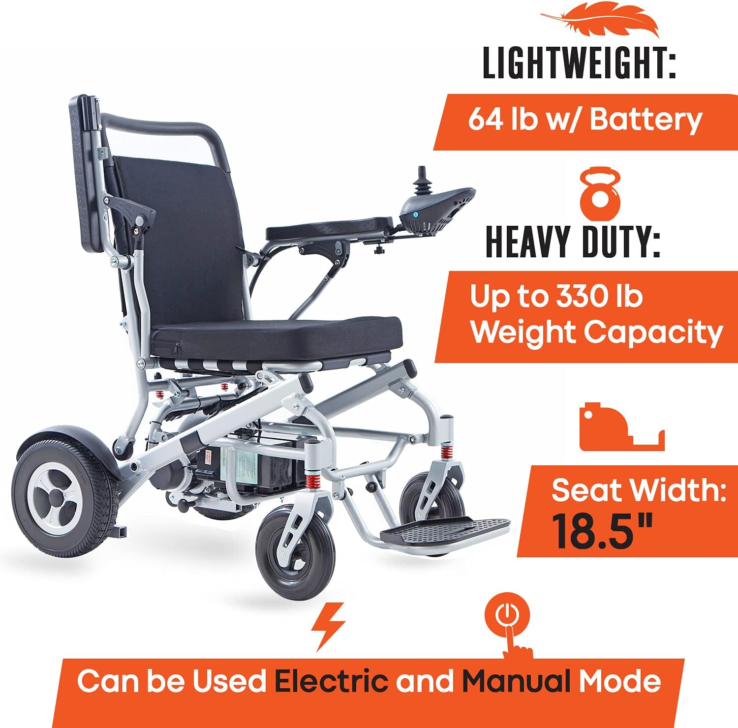 ActiWe Auto Folding Motorized Electric Wheelchair – Foldable All Terrain Long Range (Up to 20 Miles with 20AH Battery Capacity) Power Wheel Chair for Seniors– Portable Power Wheelchairs