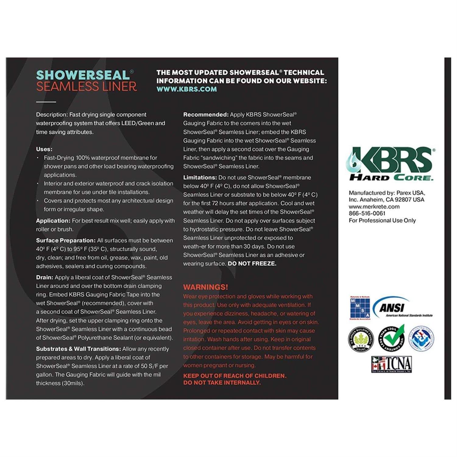 1 Gallon Seamless ShowerSeal Waterproofing Liquid Liner - Shop Hardware Tools Online Store