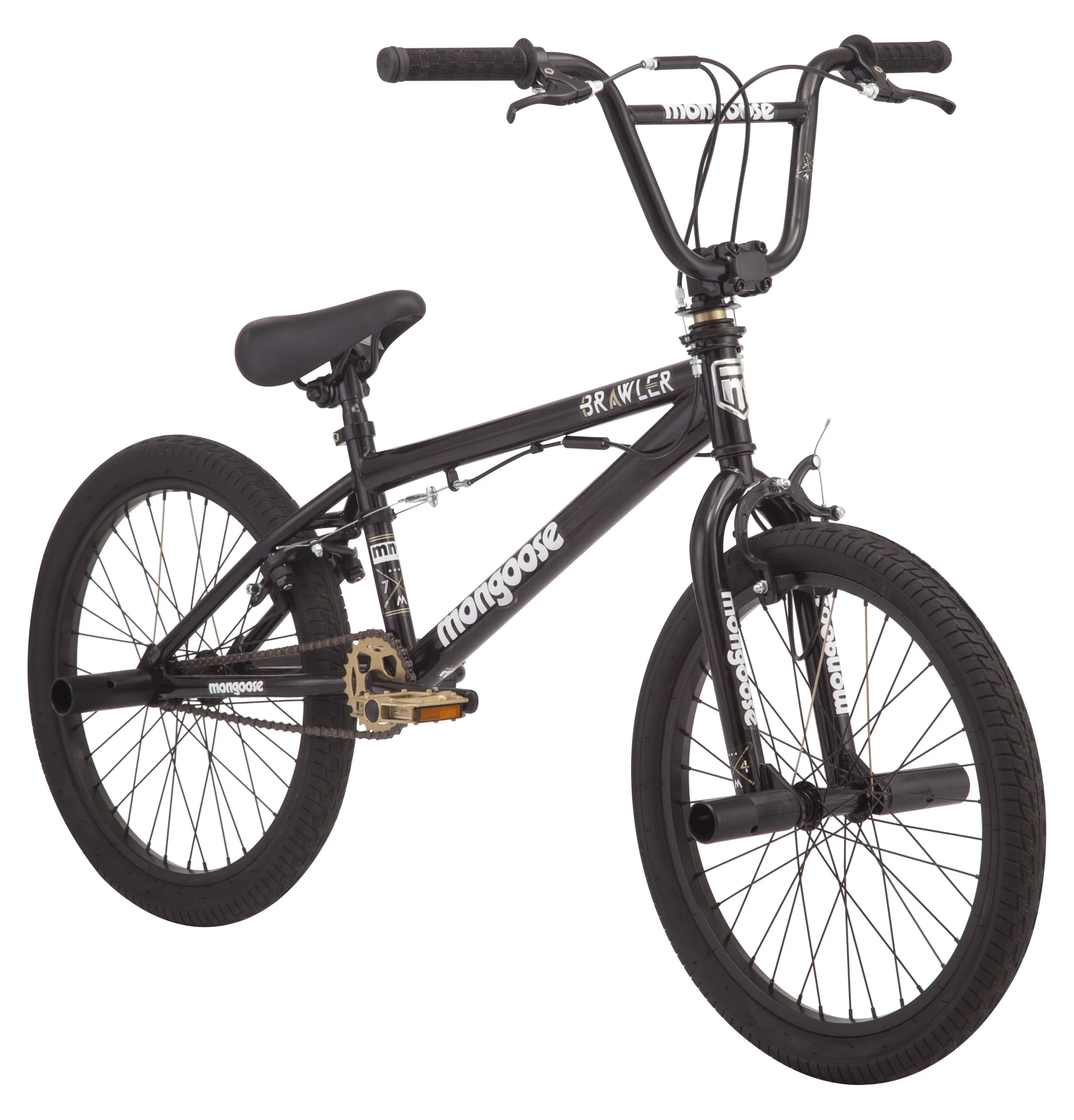 Mongoose BRAWLER Boys' Freestyle BMX Bike, 20" wheels, Black