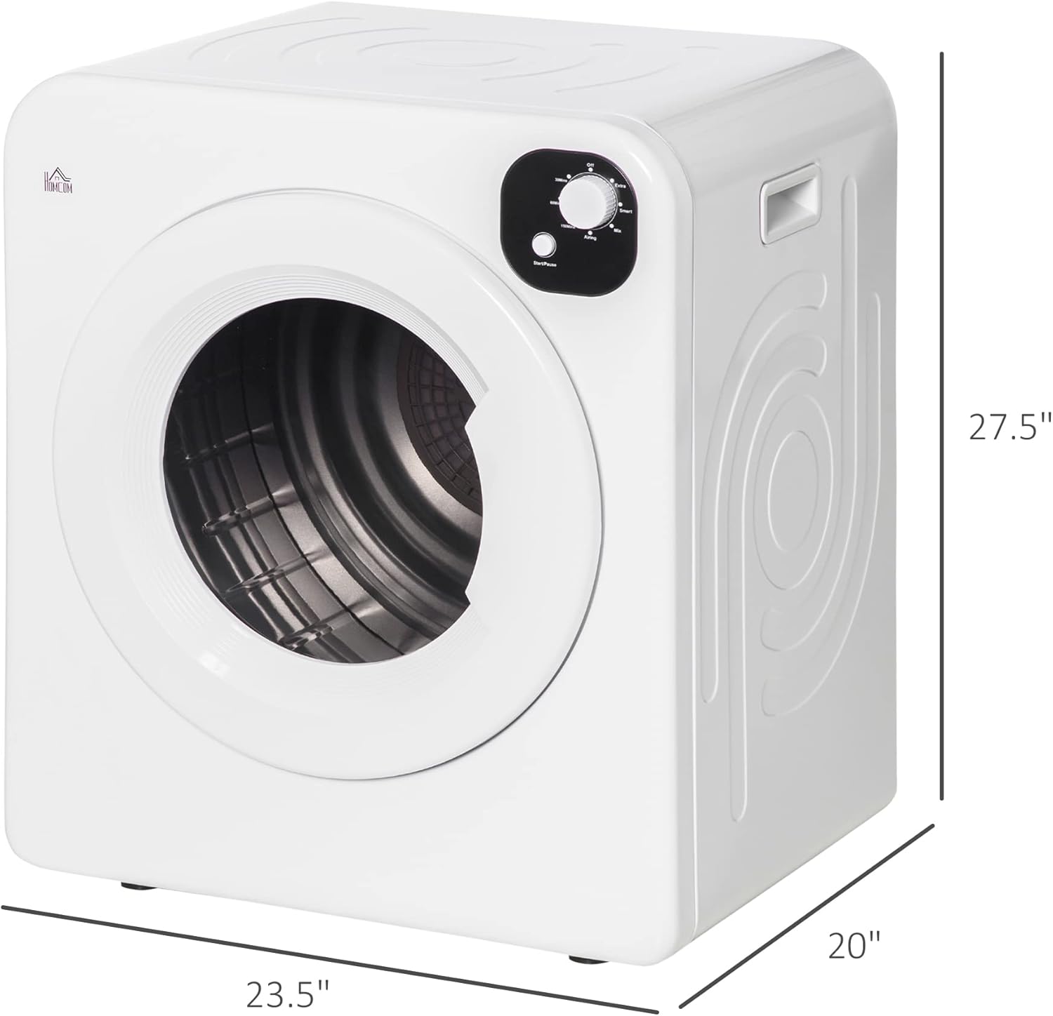 Portable Clothes Dryer, 120V 1300W Compact Laundry Dryer with Intelligent Drying, 3.2 cu.ft Stainless Steel Drum, Front Load Electric Dryer for Apartments, Dorms, RVs, White