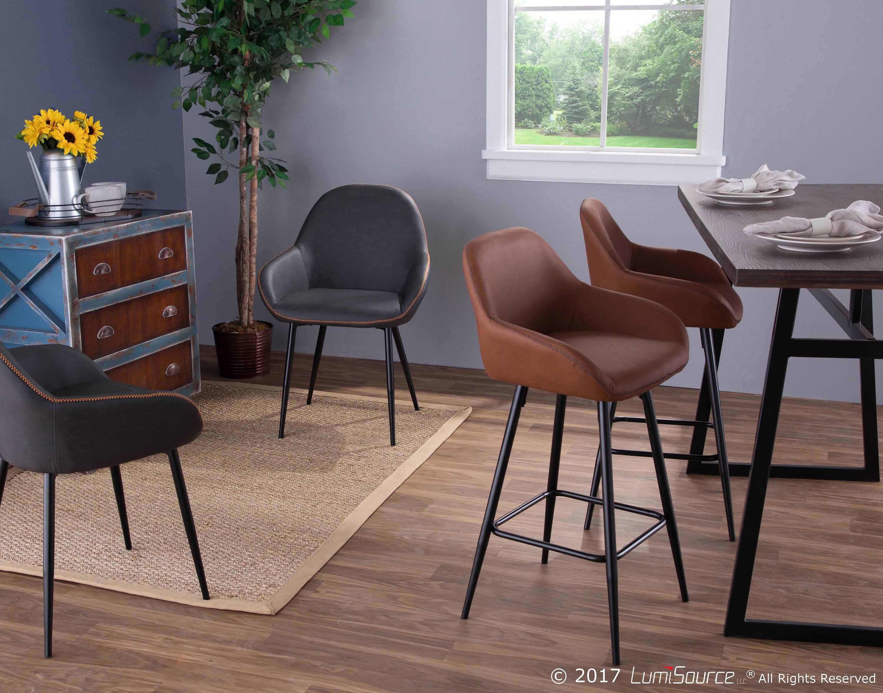 LumiSource Clubhouse Dining Chair in Grey/Black (Set of 2)