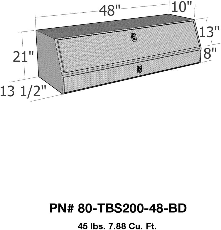 Westin Brute 80-TBS200-48-BD Pro Series 48" Contractor TopSider Tool Box with Doors & Drawers, Polished Aluminum