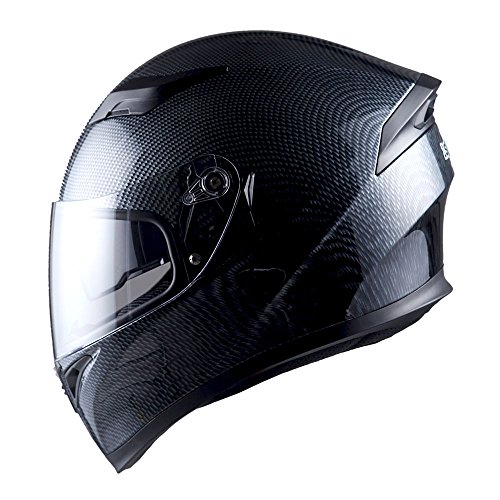 1Storm Motorcycle Full Face Dual Visor Helmet Bundle with Spoiler and Motorcycle Bluetooth Headset: HJK316 Matt Black