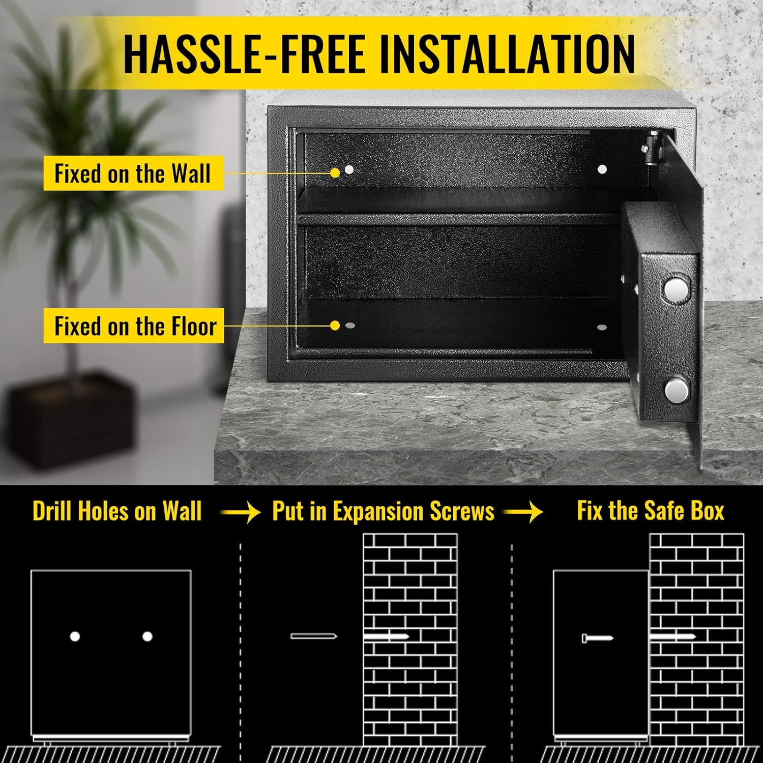 VEVOR Digital Depository Safe 1.7 Cubic Feet Made of Carbon Steel Electronic Code Lock Depository Safe with Deposit Slot with Two Emergency Keys Depository Box for Home Hotel Restaurant and Office