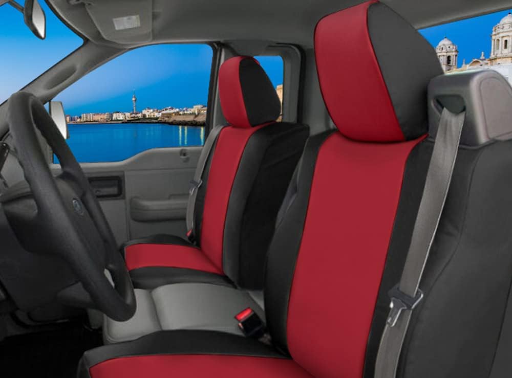 CarsCover Custom Fit 2004-2008 Ford F150 Pickup Truck Neoprene Car Front Seat Covers Red Rose & Black Sides Driver & Passenger Cover