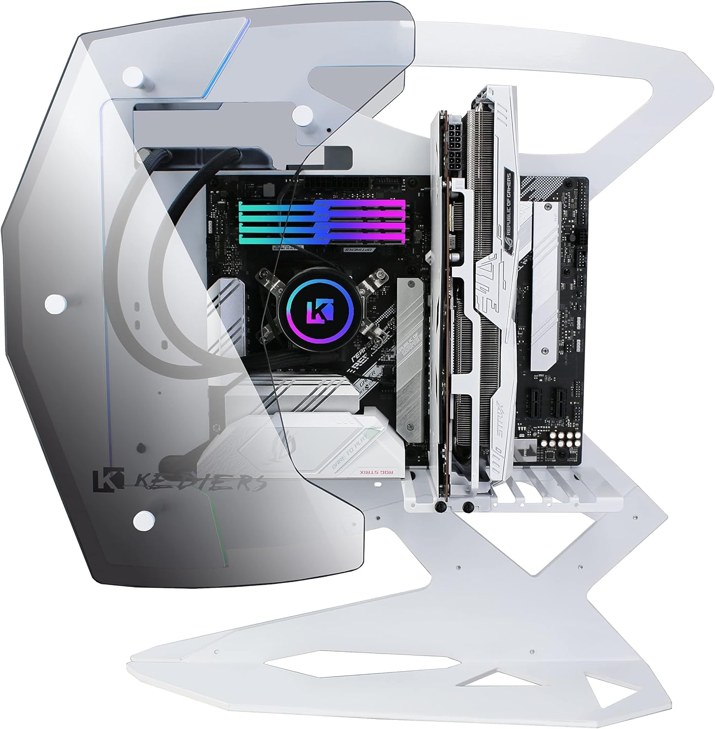 KEDIERS PC Case - ATX Tower Tempered Glass Gaming Computer Open Frame Case with 2 RGB Light Boards,C580