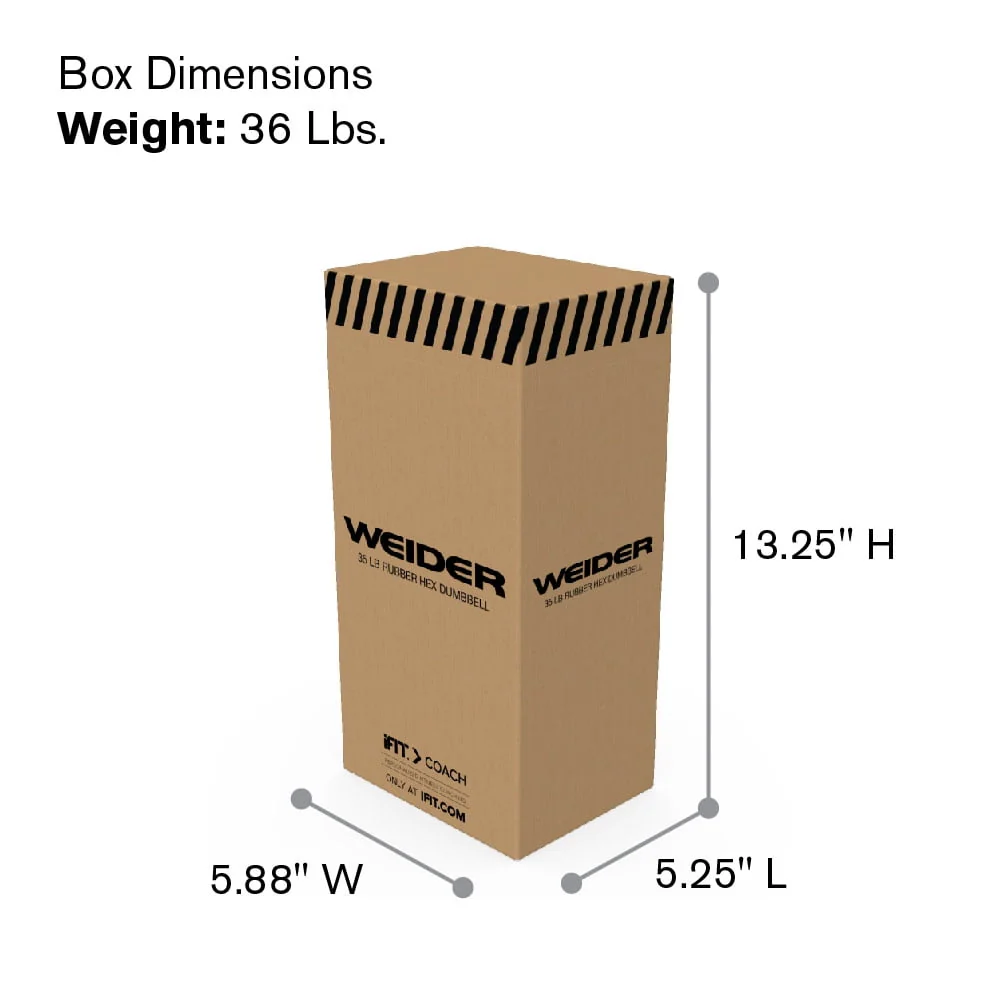 Weider, 25lb Rubber Hex Dumbbell, Single