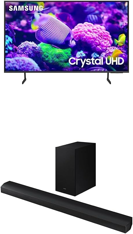 SAMSUNG 50-Inch Class Crystal UHD 4K DU7200 Series HDR Smart TV (UN50DU7200, 2024 Model) B750D 5.1ch Soundbar w/DTS Virtual:X (Newest Model)