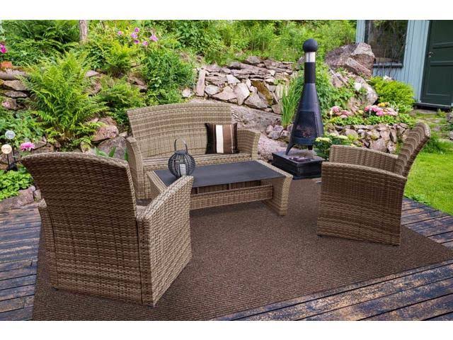 House, Home and More Heavy-Duty Ribbed Indoor/Outdoor Carpet with Rubber Marine Backing - Tuscan Brown 6' x 15'