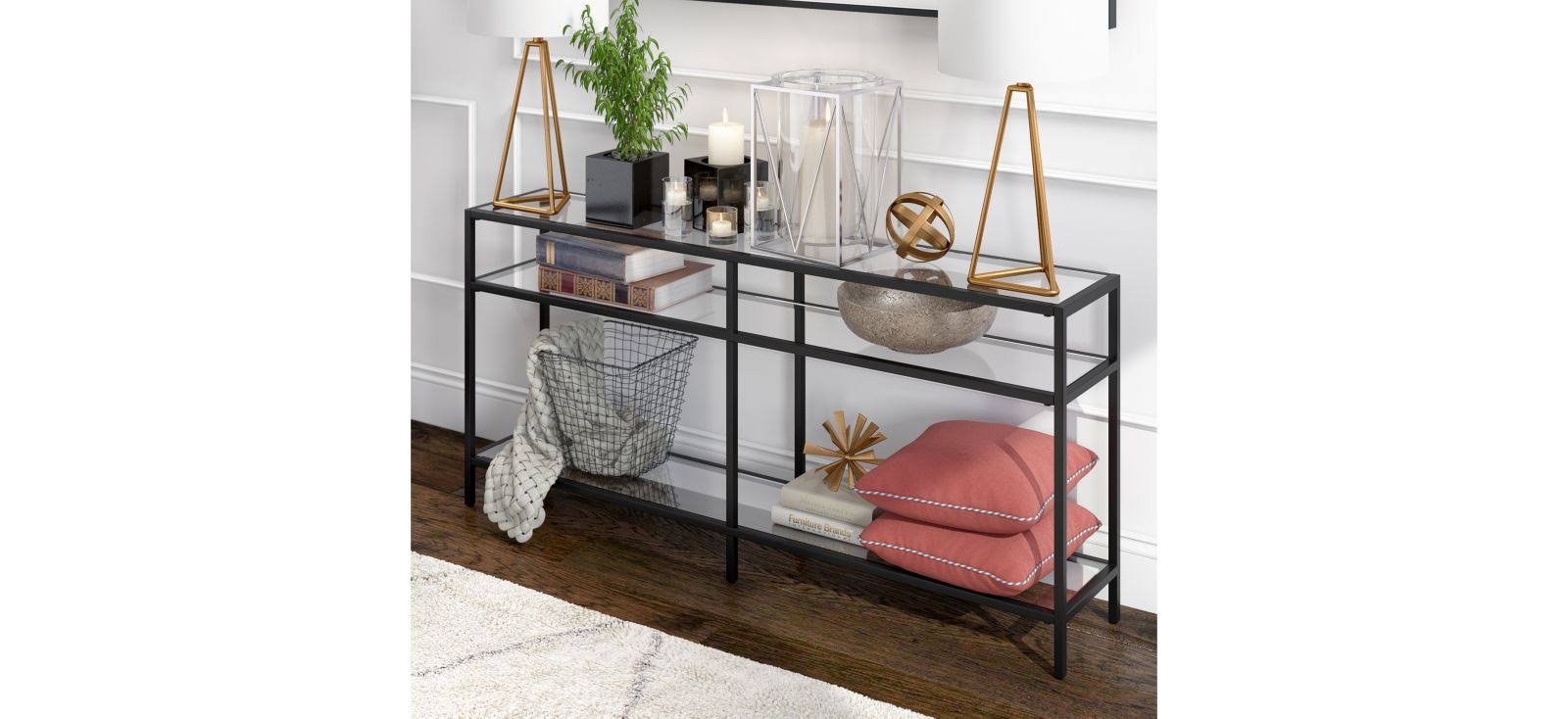 Sivil Console Table (64x22 Blackened Bronze)