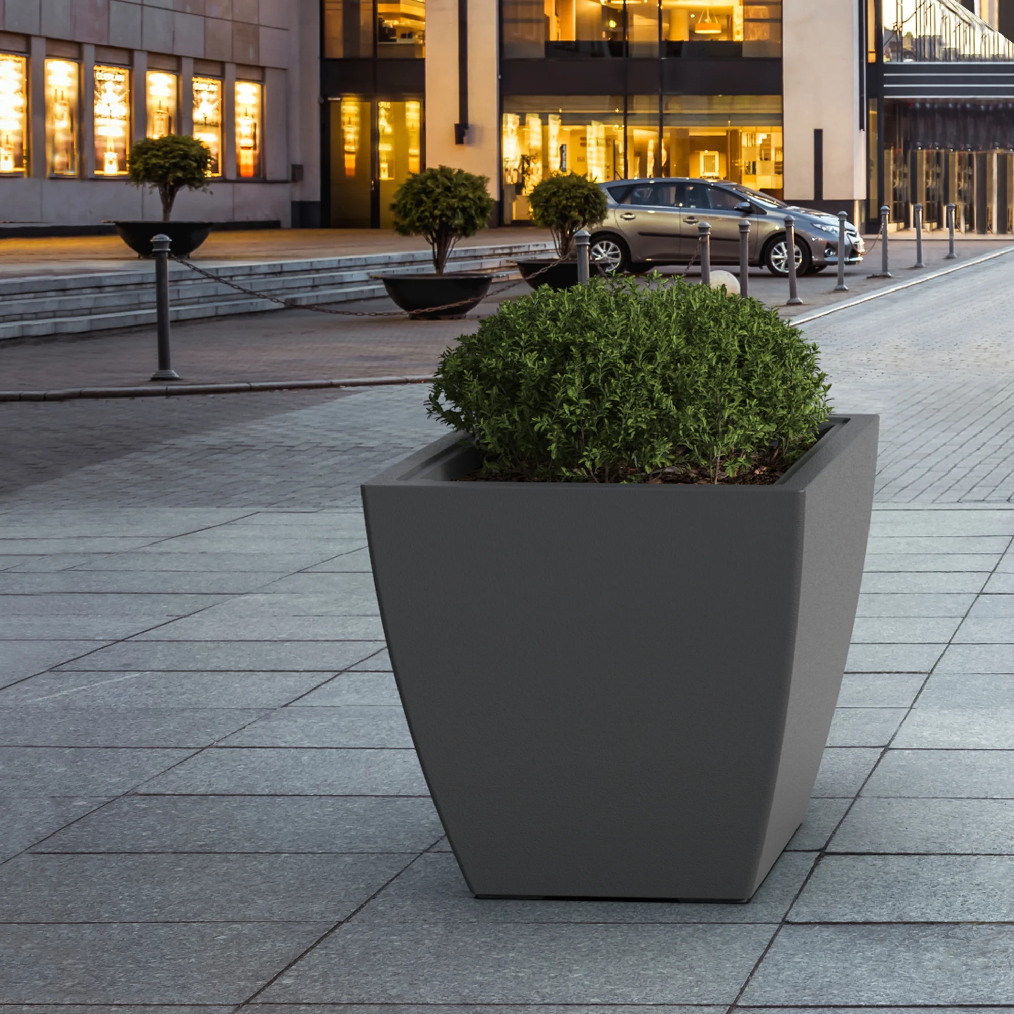 Mayne Kobi 24 in Square Planter - Black