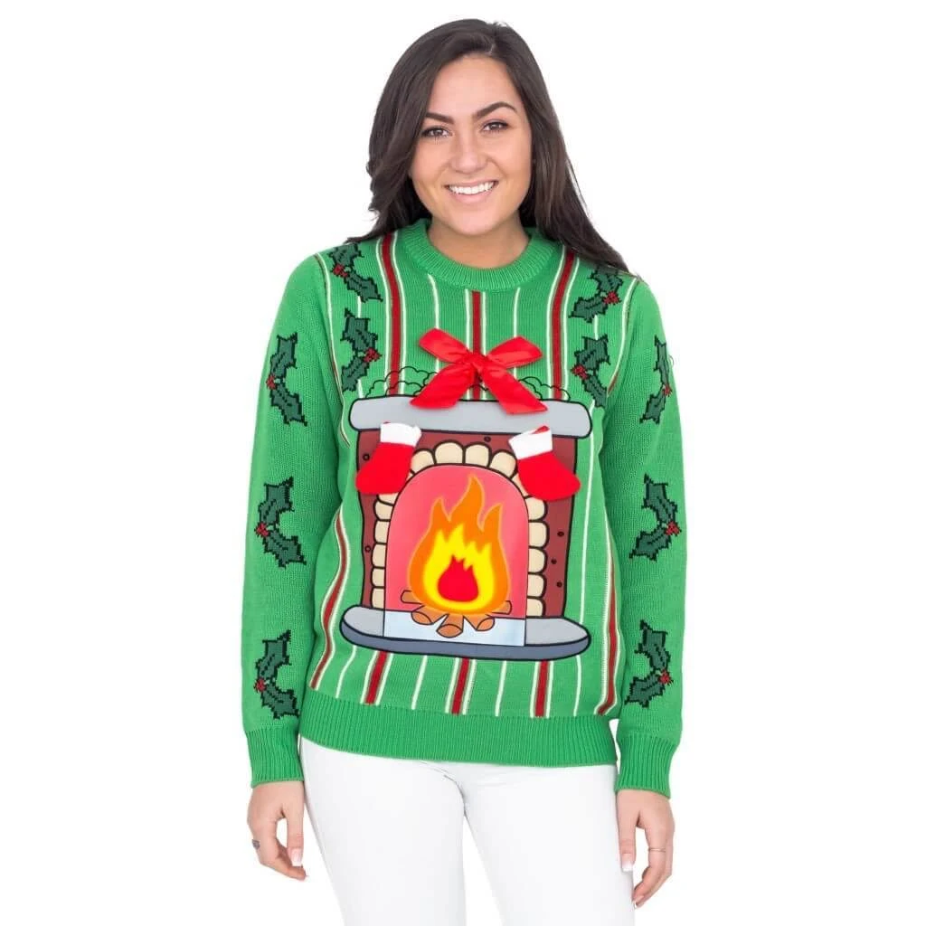 Fireplace LED Light Up Ugly Christmas Sweater, Men&s, Size: Xs - Megean