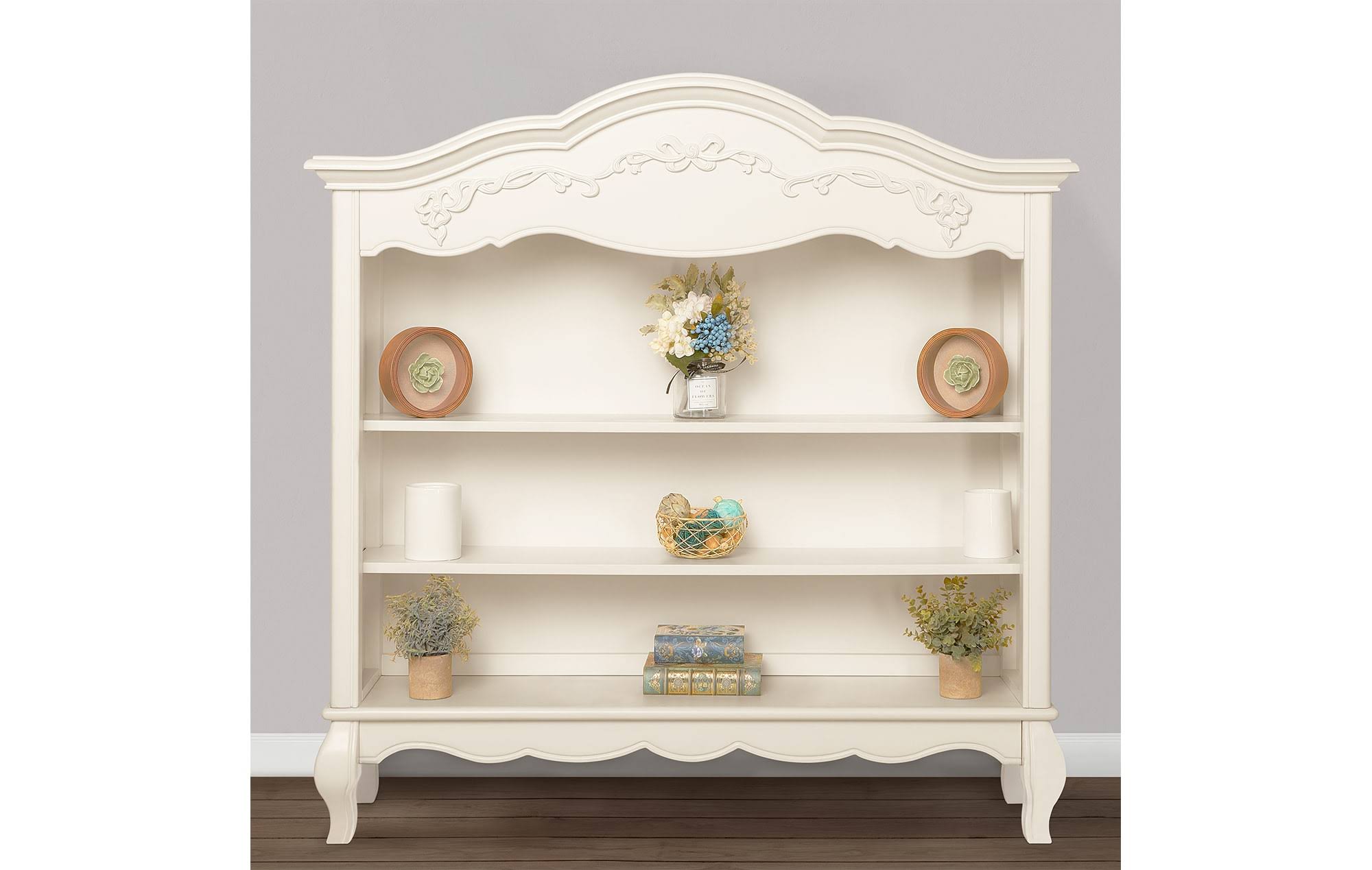 Evolur Aurora Hutch/ Bookcase in Ivory Lace