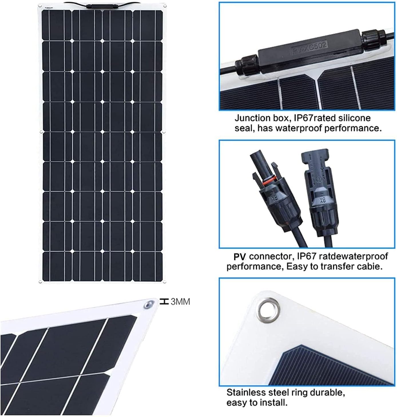 Solar Panel 600W 2X 300W PET Flexible Solar Panel Portable Mono Solar Battery Charger with Controller for Car Yacht Battery Boat,with 40A Controller …