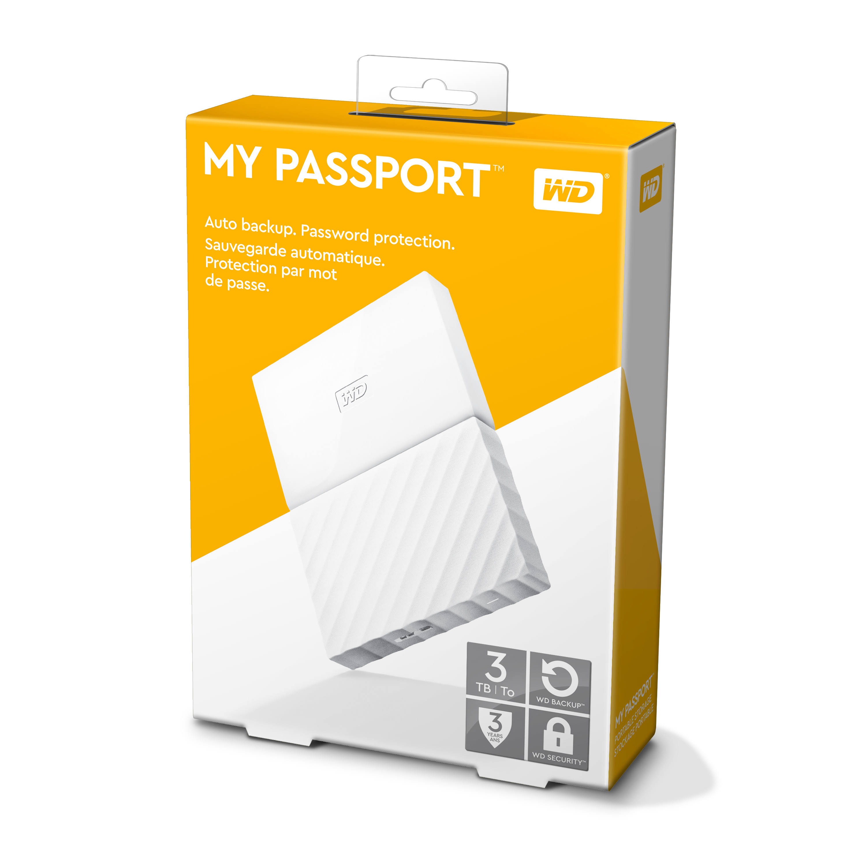 WD 3tb My Passport Portable Hard Drive USB 3.0 Wdbyft0030bwt-wesn - White
