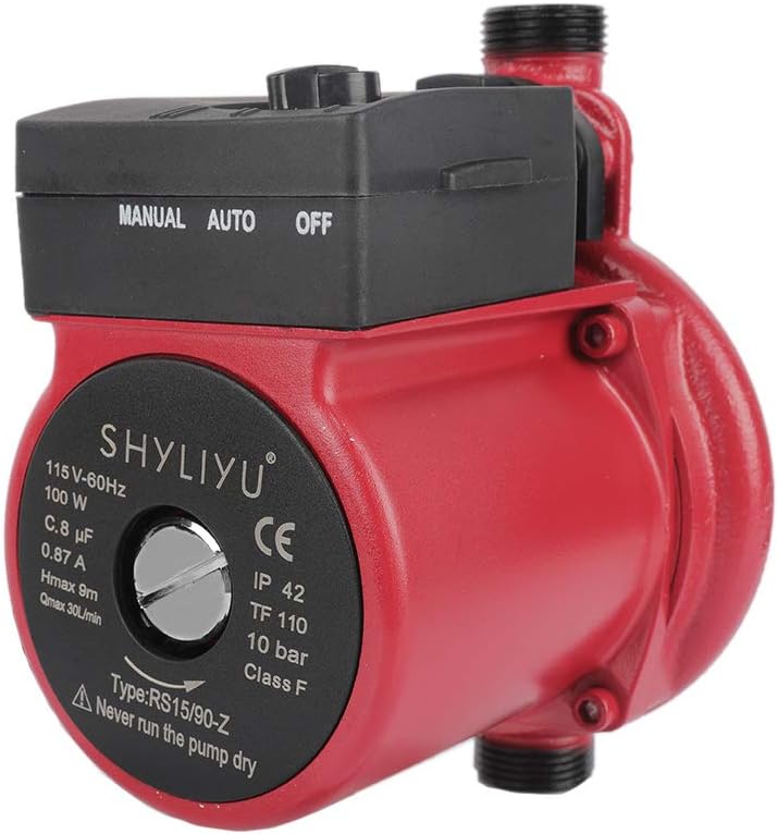 SHYLIYU Water Pressure Booster Pump Circulator Pump 115V/60Hz Hot Water Automatic Recirculating Pump 1 inch Outlet Pressure Booster Pump Cast Iron