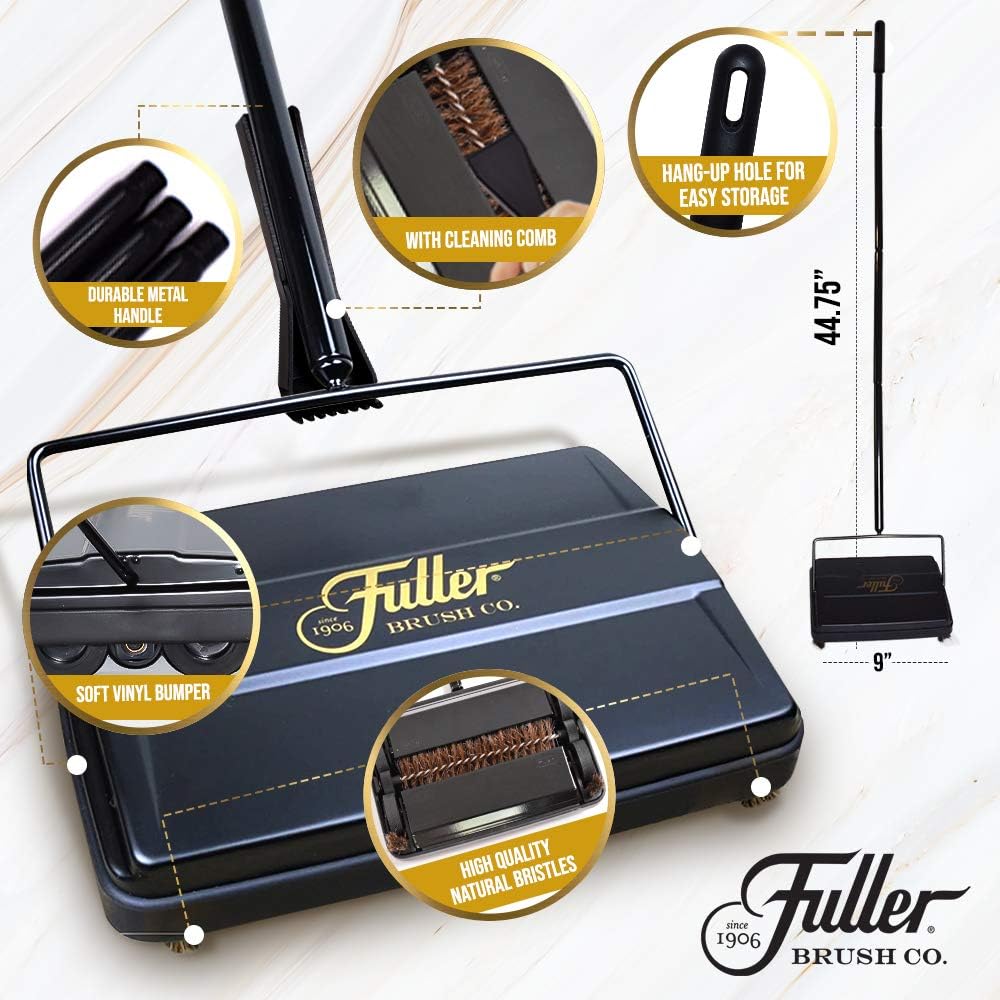 Fuller Brush 17052 Electrostatic Carpet & Floor Sweeper - 9 Cleaning Path - Lightweight - Ideal for Crumby Messes - Works On Carpets & Hard Floor Surfaces Red