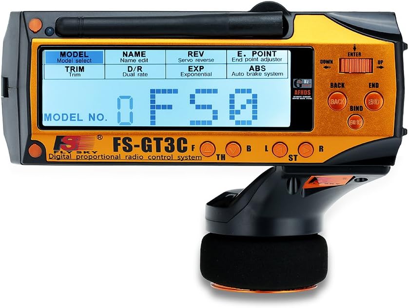 GoolRC Flysky FS-GT3C RC Transmitter 2.4Ghz 3CH LCD Remote Controller with FS-GR3E Receiver for RC Car Boat (Yellow)