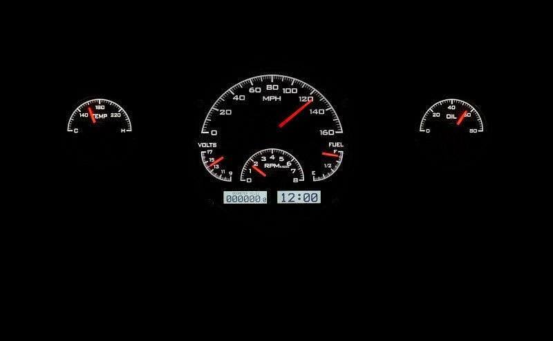 Dakota Digital 57 Chevy Car Analog Gauges System Black Alloy White VHX-57C-K-W