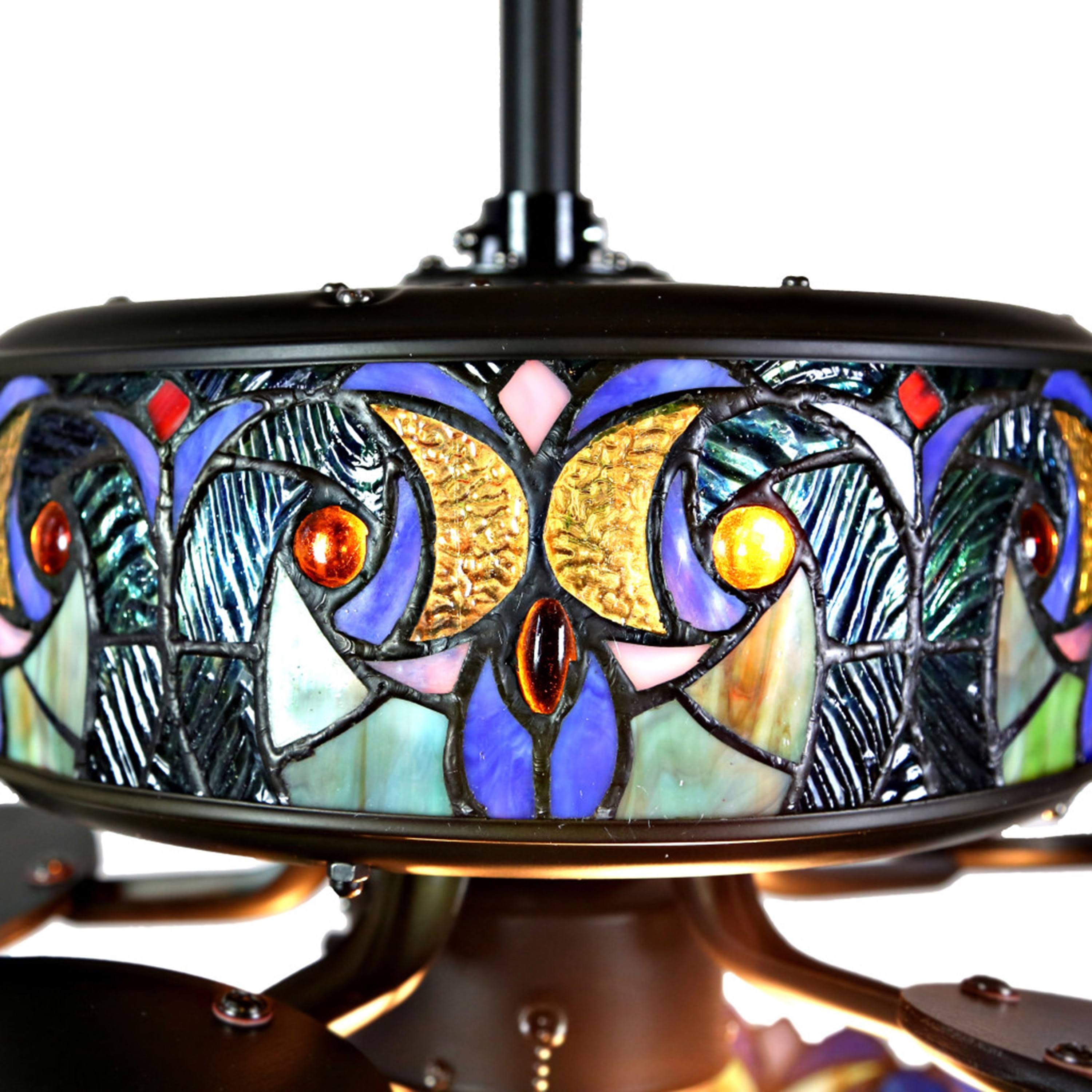 River of Goods 52x22W Halston Blue Stained Glass Ceiling Fan
