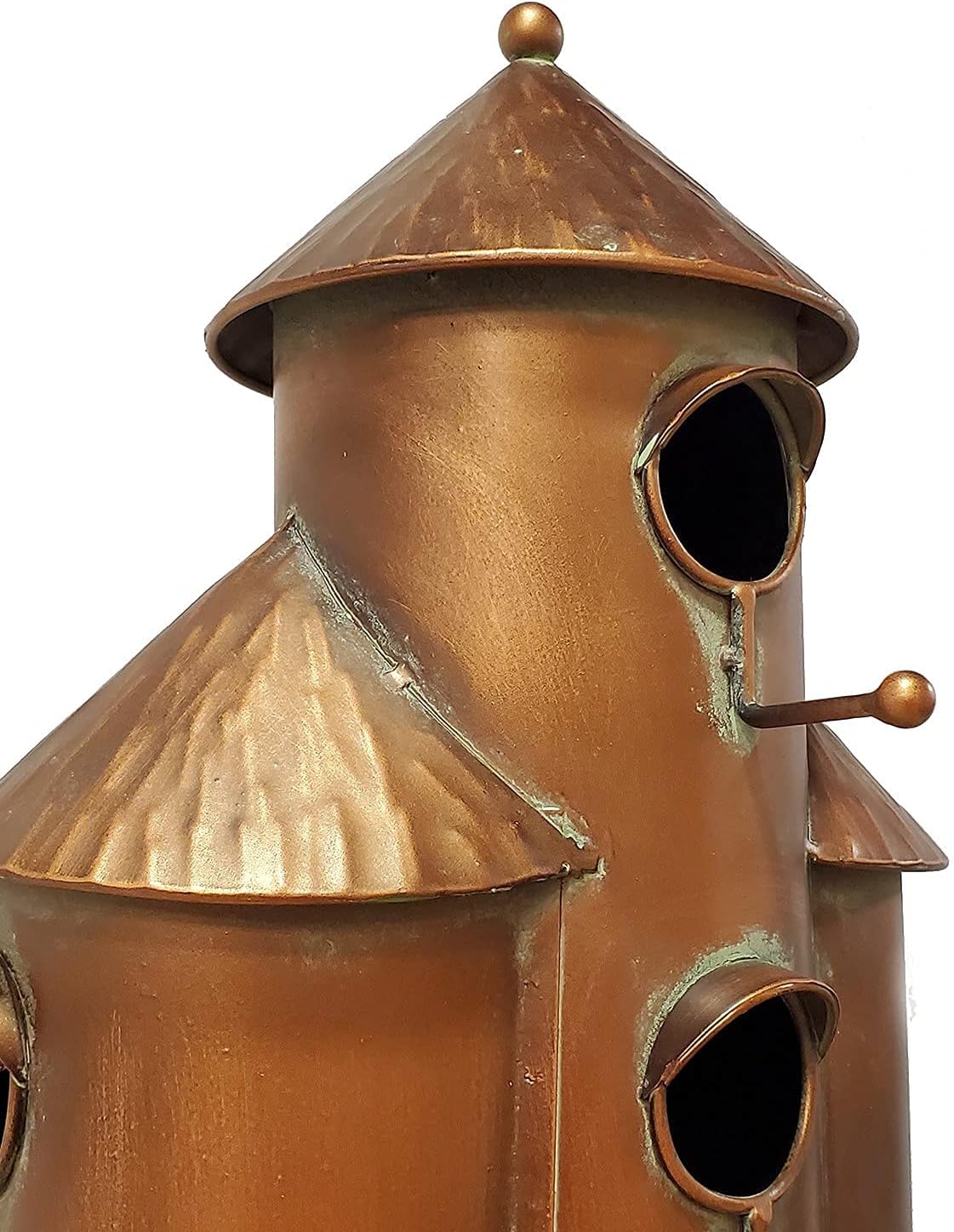 Zaer Ltd. Large Copper Colored Multi-Birdhouse Stakes, Room for 4 Bird Families in Each (Castle Home)