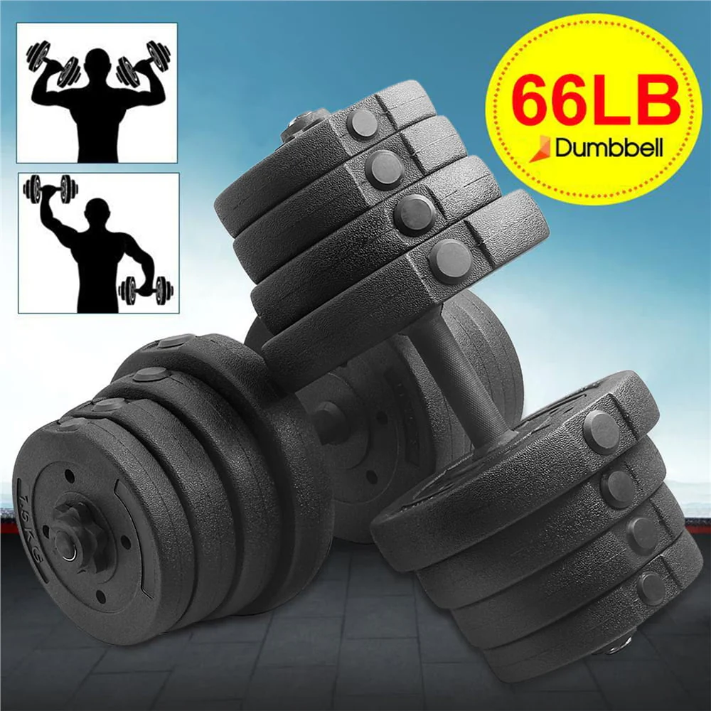 Yaheetech 66LB Adjustable Dumbbell Weight Set Home Training Dumbbell Pair Lifting Black
