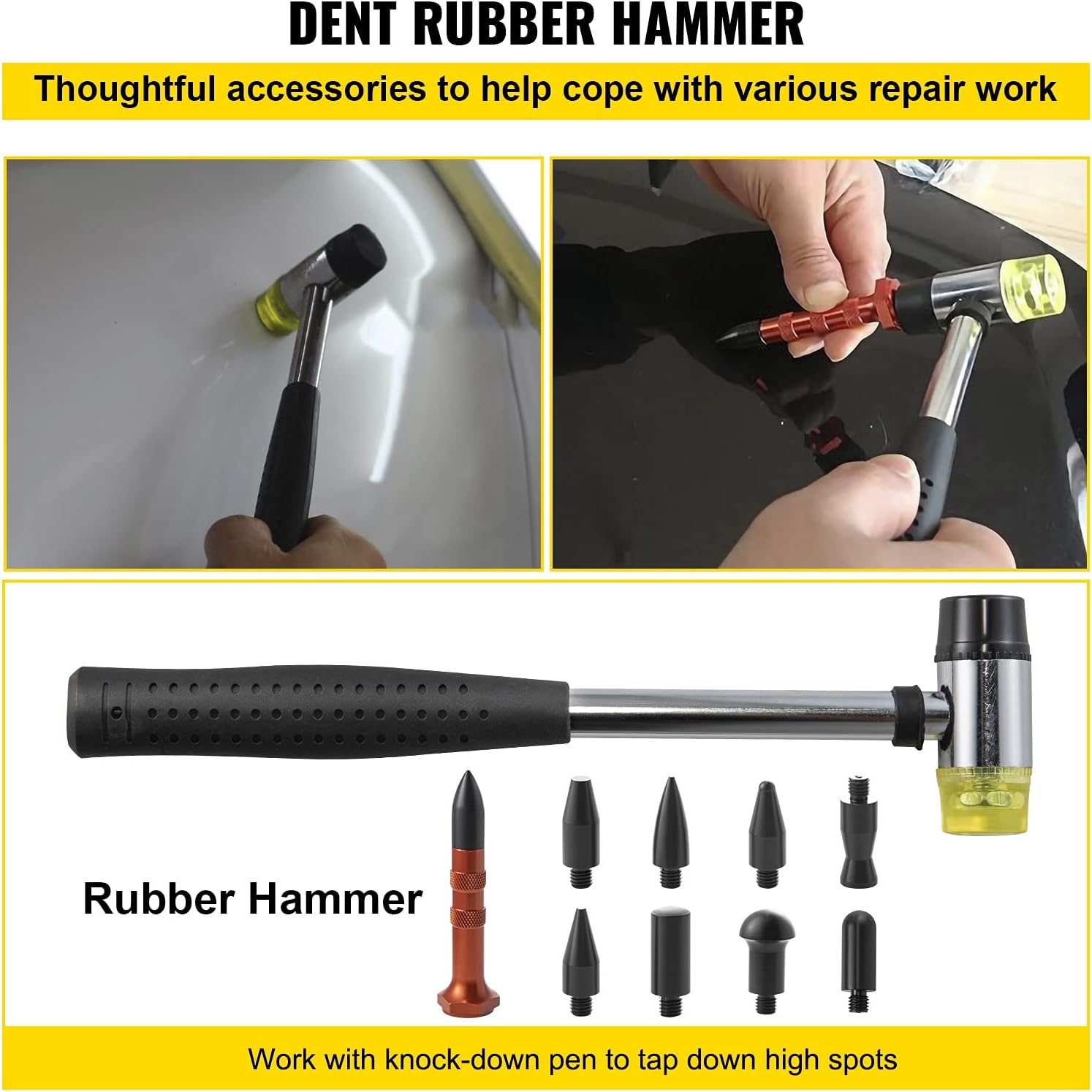 VEVOR Dent Puller Kit, 53 PCS Paintless Dent Repair Tool, Golden Lifter Puller Car Dent Repair Kit, Glue Puller Tabs Dent Puller Kit for Auto Dent Removal, Minor Dents, Door Dings and Hail Damage Pack of 2