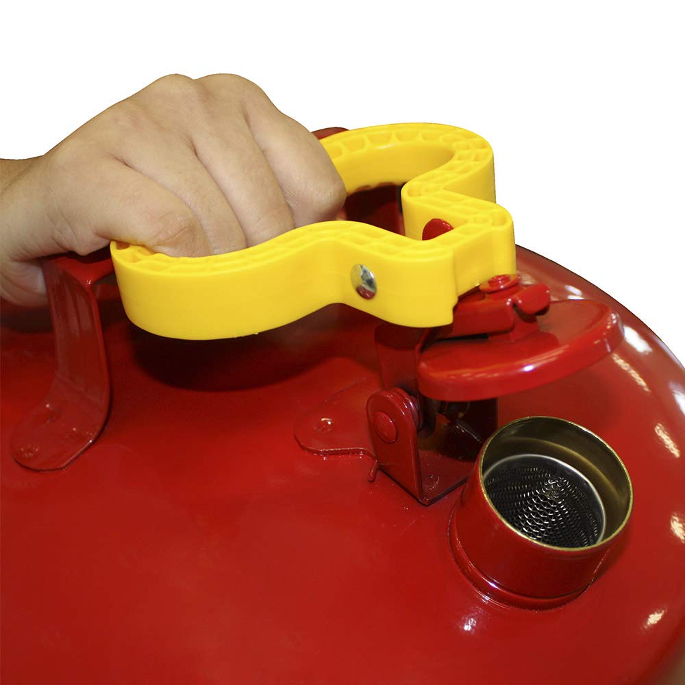 Eagle UI-50-FS Red Galvanized Steel Type I Gasoline Safety Can with Funnel, 5 gallon Capacity, 13.5 Height, 12.5 Diameter,Red/Yellow